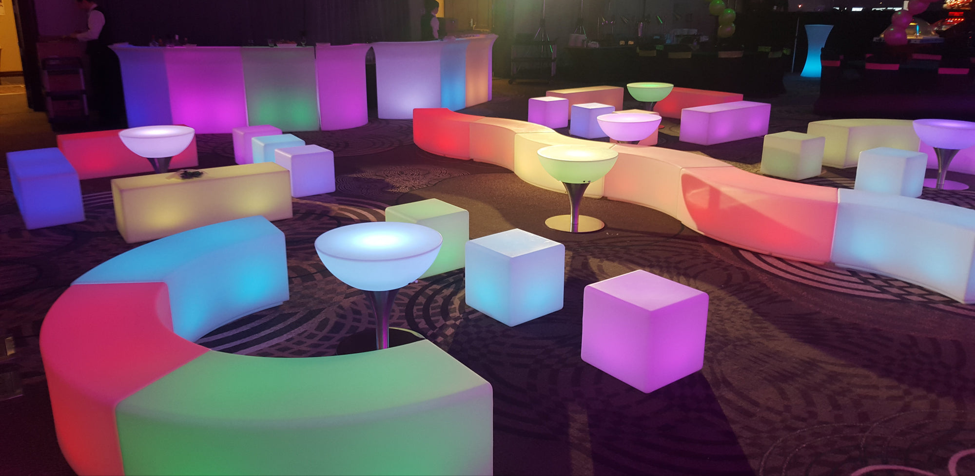 LED Lounge Furniture Setup for Indoor Corporate Event