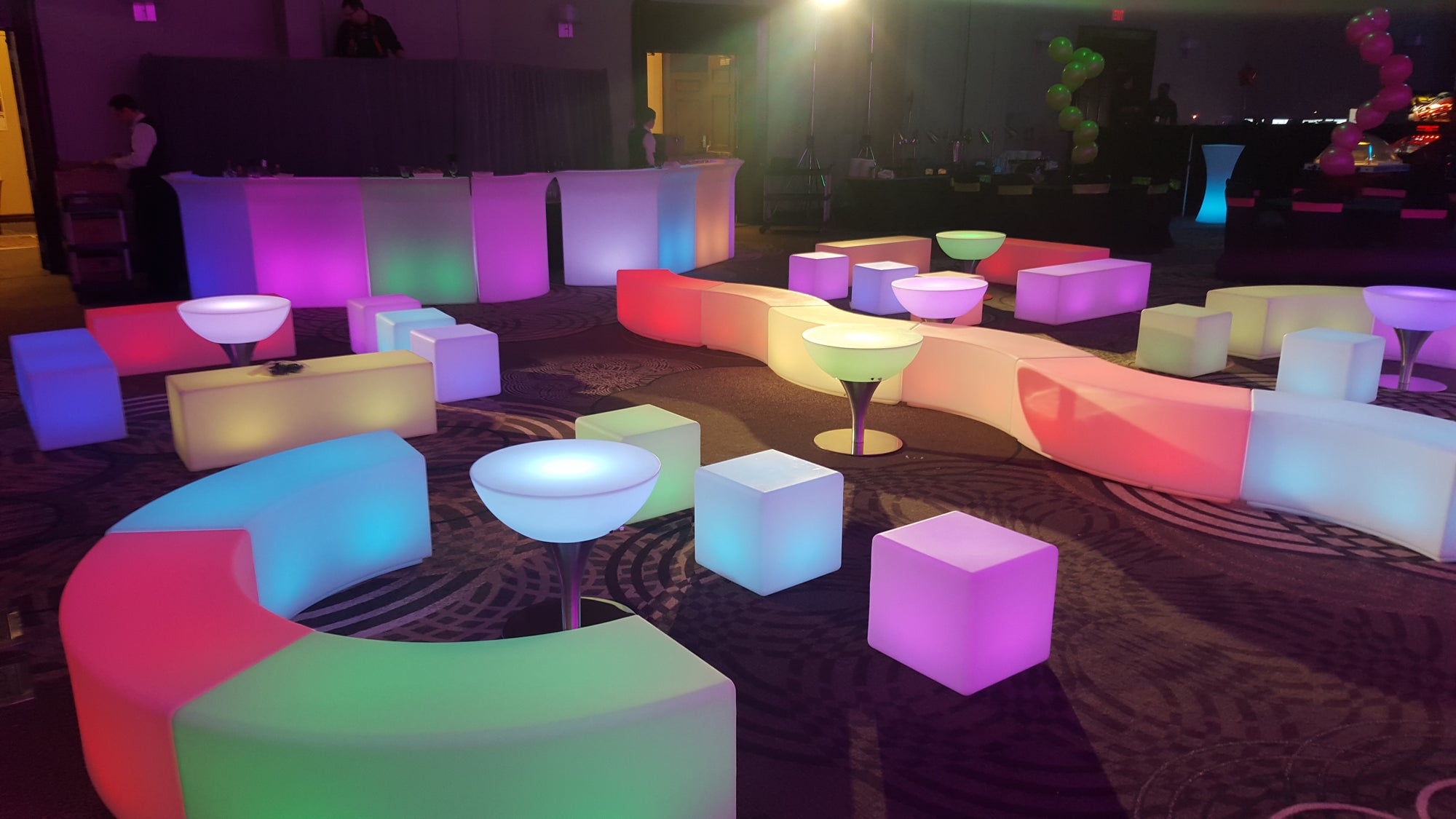 LED Lounge Furniture Setup for Indoor Corporate Event