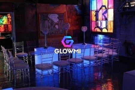 The Cubiq 8 Seater Square LED Dining Table - Glowmi LED Furniture & Decor 